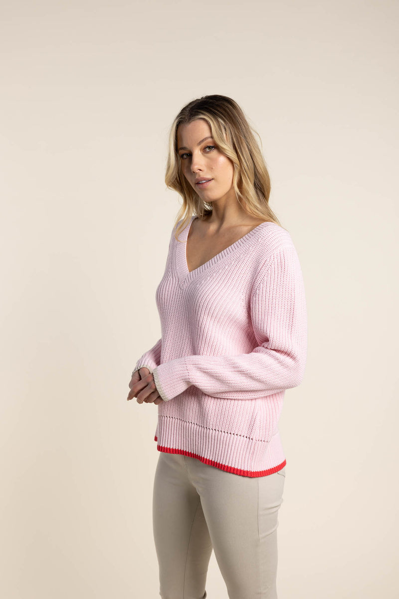 TT V-NECK SWEATER WITH CONTRAST TIPPING